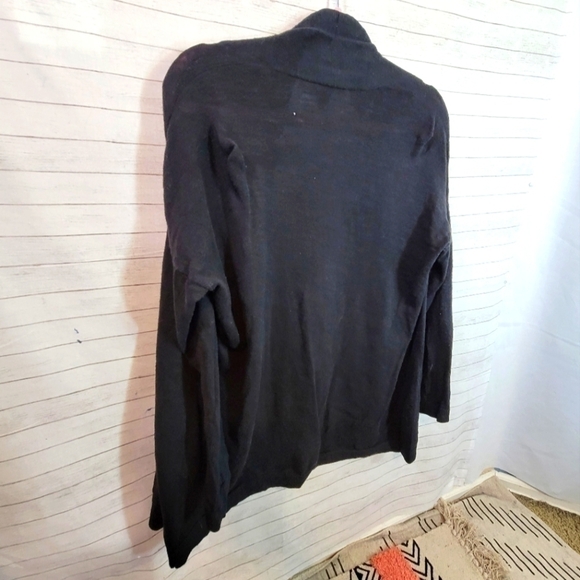 EILEEN FISHER ORGANIC LINEN BLACK OPEN FRONT CARDIGAN, SZ PETITE MEDIUM - Picture 9 of 15